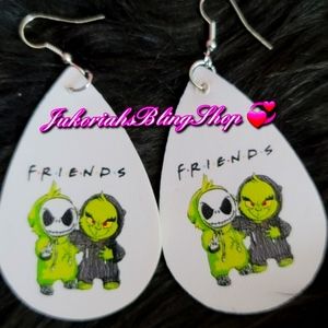 Jack skellington And Grinch Faux Leather  Earrings